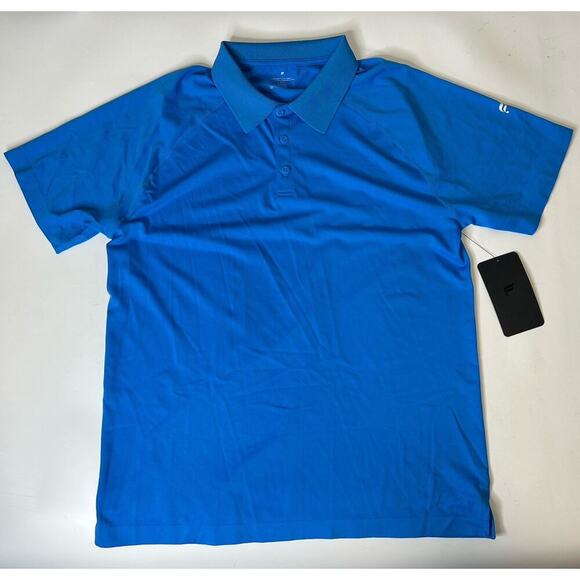 Fabletics Polo Shirt Mens L Performance Nylon Blend Training Day Blue Preppy - Picture 1 of 8